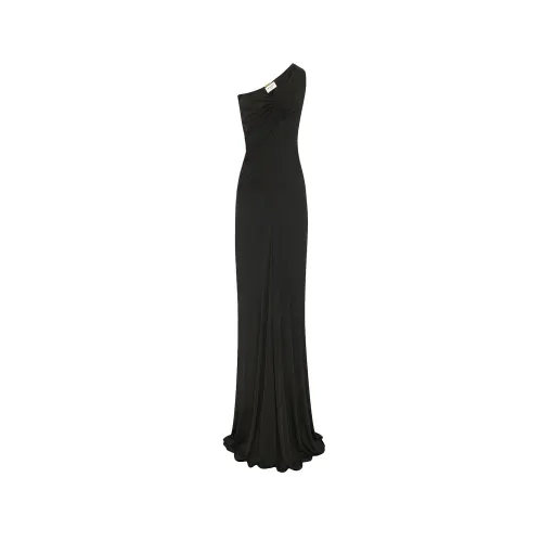 Saint Laurent , Black Viscose One-Shoulder Dress Ss23 ,Black female, Sizes: