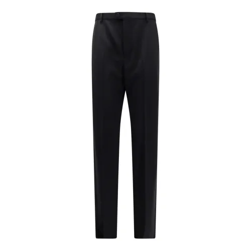 Saint Laurent , Black Wool Trousers, High Waist ,Black male, Sizes: