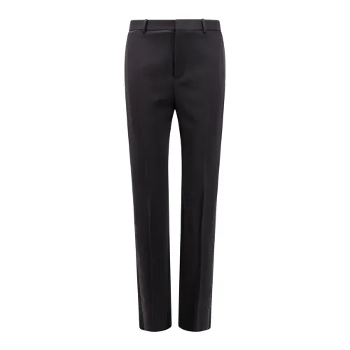 Saint Laurent , Black Wool Trousers with Zip Closure ,Black male, Sizes: