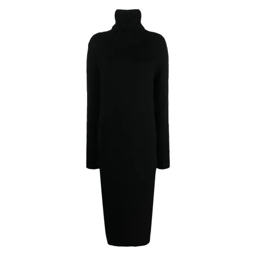 Saint Laurent , Black Wool Turtleneck Dress ,Black female, Sizes: