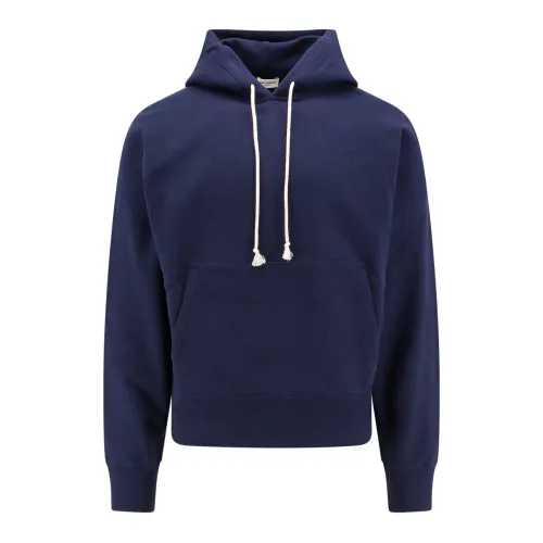 Saint Laurent , Blue Hooded Sweatshirt, Made in Italy ,Blue male, Sizes: