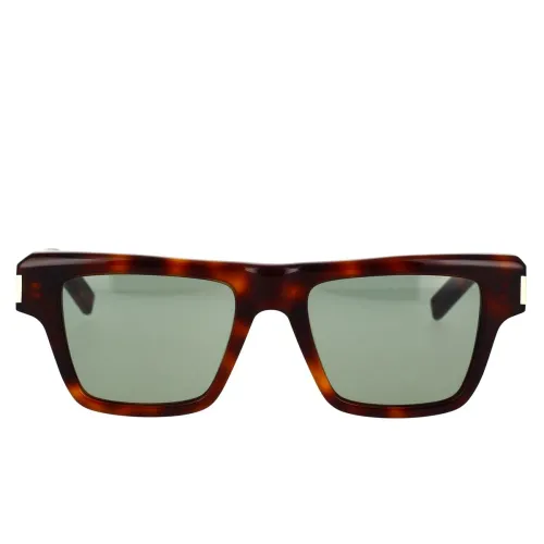 Saint Laurent , Bold Rectangular Sunglasses with Metal Corner Details ,Brown male, Sizes: