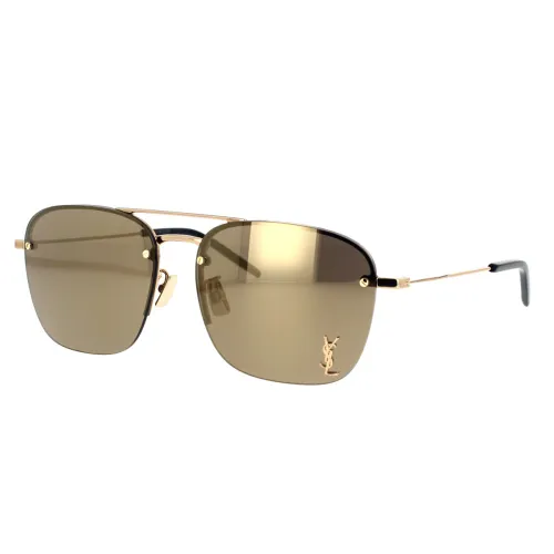 Saint Laurent , Caravan Style Sunglasses with Mirrored Lenses ,Brown unisex, Sizes: