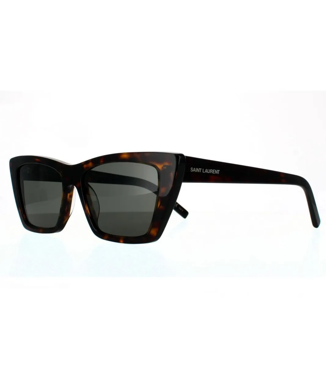 Saint Laurent Cat Eye Womens Dark Havana Grey Sunglasses - Brown - One
