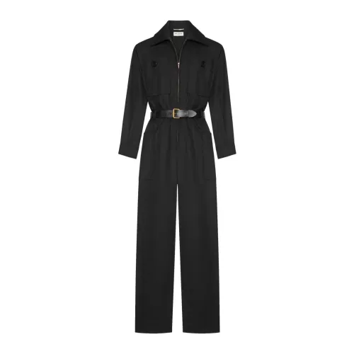 Saint Laurent , Cotton twill jumpsuit ,Black female, Sizes: