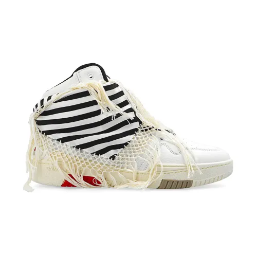 Saint Laurent , Cracked Leather High-Top Sneakers ,White male, Sizes: