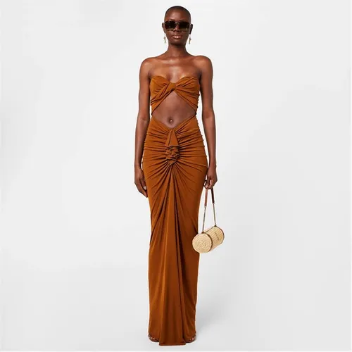 SAINT LAURENT Cut-Out Bustier Dress - Brown
