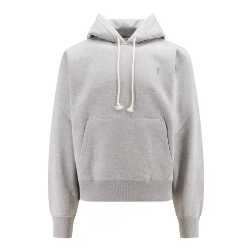 Saint Laurent , Embroidered Monogram Sweatshirt ,Gray male, Sizes:
