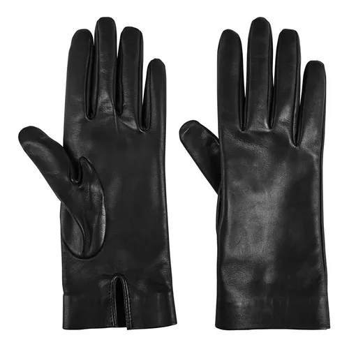 SAINT LAURENT Gants Court Cuir Gloves - Black