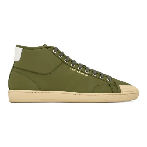 Saint Laurent , Green Sneakers with Gold Inscription ,Green male, Sizes: