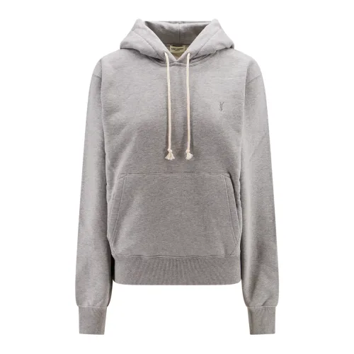 Saint Laurent , Grey Sweatshirt with Hood and Kangaroo Pocket ,Gray female, Sizes:
