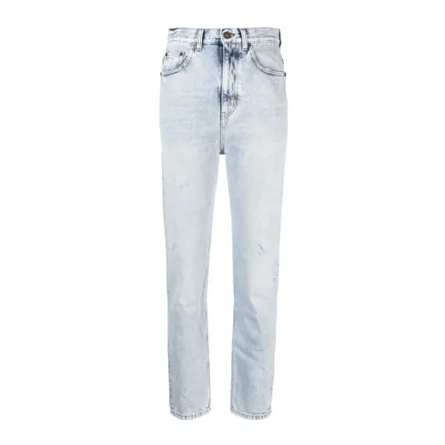 Saint Laurent , High Waist Blue Cotton Jeans ,Blue female, Sizes: