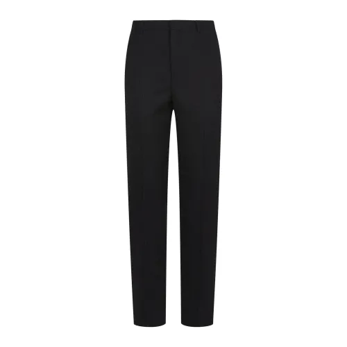 Saint Laurent , High Waist Wool Pants with Striped Motif ,Black male, Sizes: