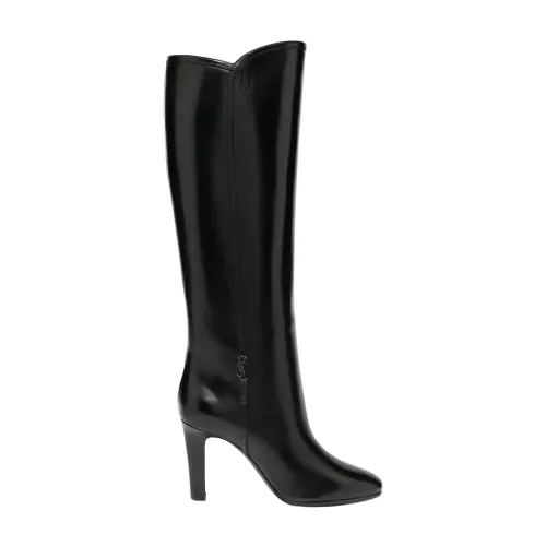 Saint Laurent , Jane Monogram Knee-High Leather Boots ,Black female, Sizes: