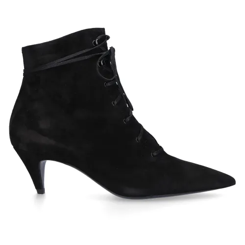 Saint Laurent , Kiki 55 Velvet Ankle Boots ,Black female, Sizes: