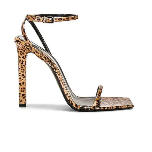 Saint Laurent , Leopard Sandals with Ankle Buckle ,Brown female, Sizes: