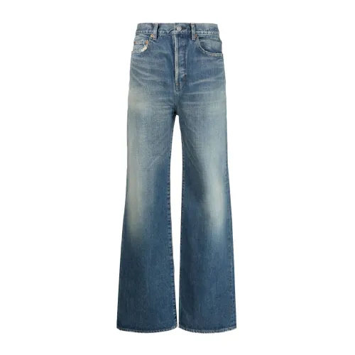 Saint Laurent , Loose-Fit Bootcut Jeans ,Blue female, Sizes:
