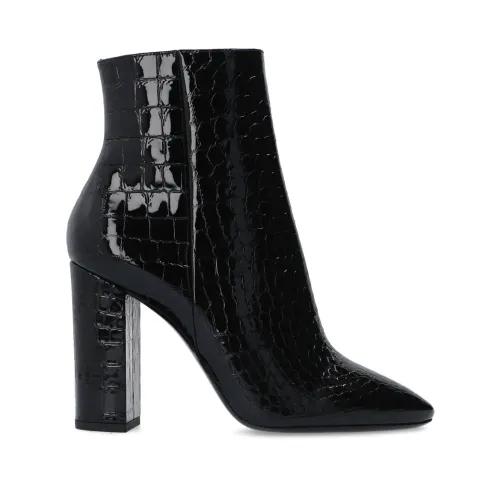 Saint Laurent , Lou 75 Cocco Ankle Boots ,Black female, Sizes: