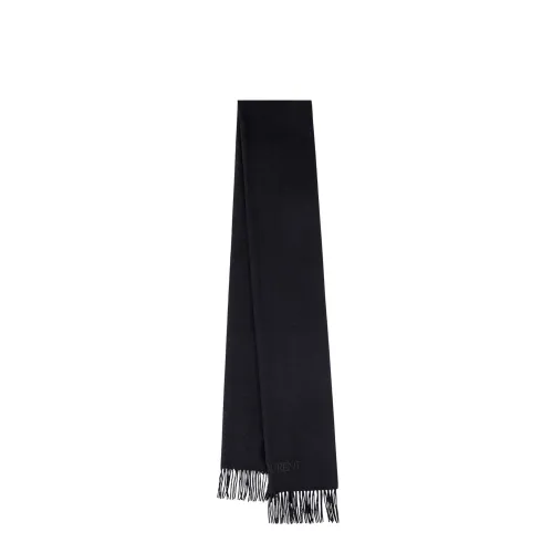 Saint Laurent , Luxurious Black Cashmere Scarf with Embroidered Logo ,Black male, Sizes: ONE