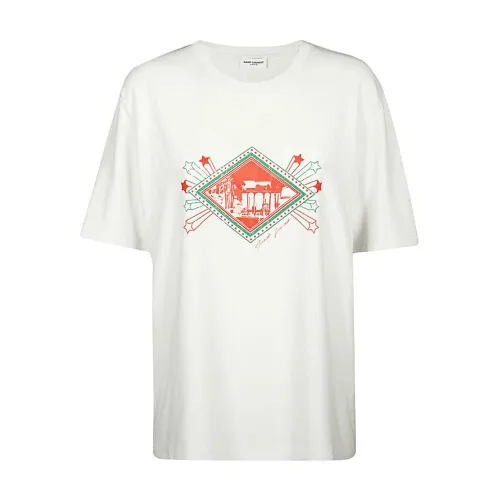 Saint Laurent , Luxury Logo T-Shirt ,White female, Sizes: