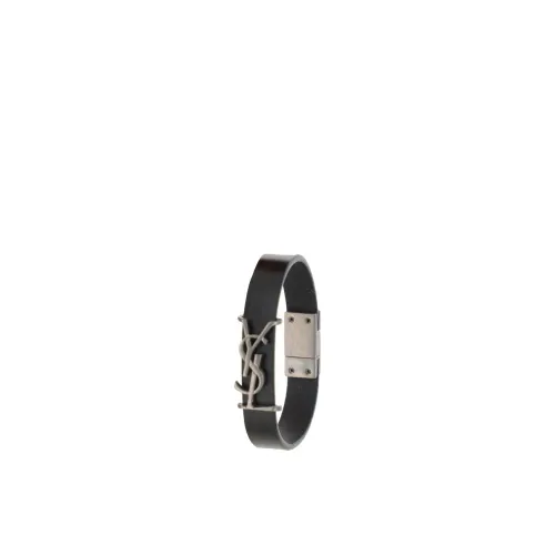 Saint Laurent , Men's Accessories Bracelets Black Aw23 ,Black male, Sizes: M, L