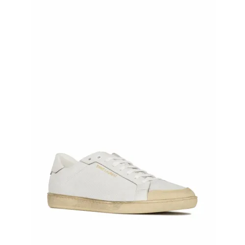 Saint Laurent , Men`s Leather Lace-Up Sneakers ,White male, Sizes: