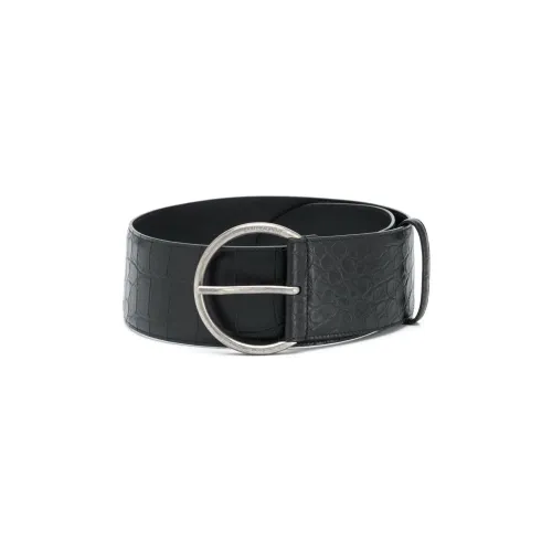 Saint Laurent , Monroe Cocco Print Leather Belt ,Black female, Sizes: