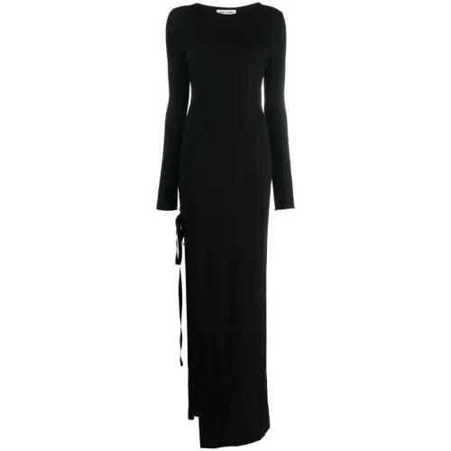 Saint Laurent , Nero Maxi Dress with Strap Detailing ,Black female, Sizes:
