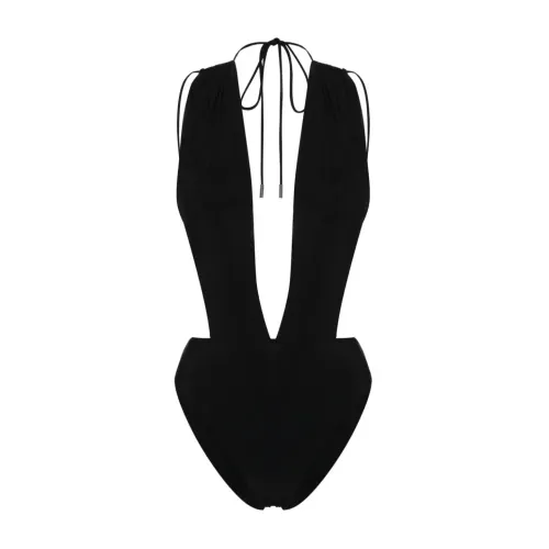 Saint Laurent , Noir V-neck Swimsuit ,Black female, Sizes: