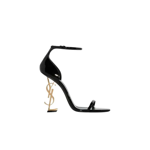 Saint Laurent , Opyum Sandals In Patent Leather With A Gold-Tone Heel ,Black female, Sizes: