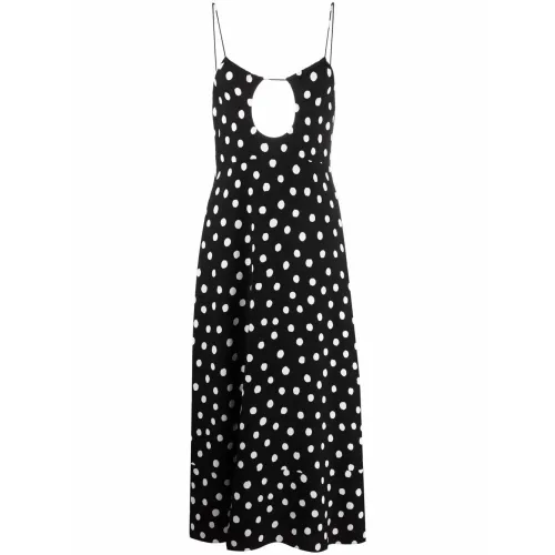 Saint Laurent , Polka Dot Midi Dress ,Black female, Sizes: