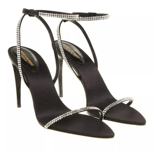 Saint Laurent Pumps & High Heels - Georgia Crêpe Satin Sandals With Rhinestones - black - Pumps & High Heels for ladies