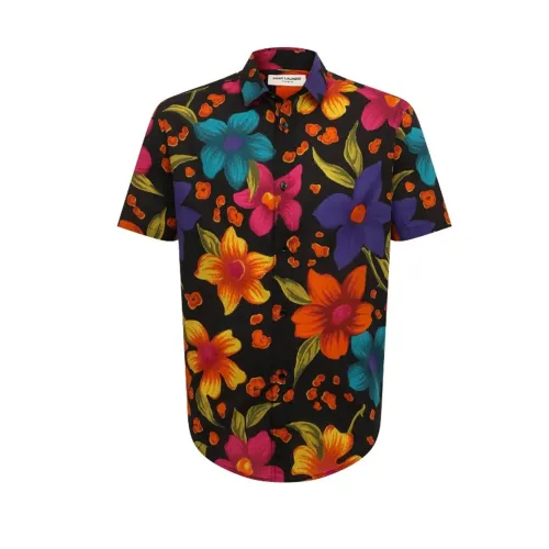 Saint Laurent , Regular Fit Italian Cotton Shirt ,Multicolor male, Sizes: