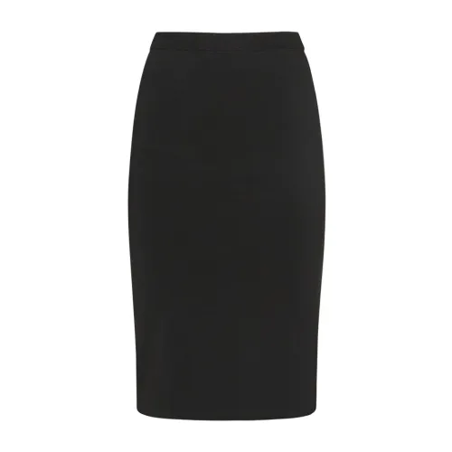 Saint Laurent , Ribbed Viscose Blend Skirt ,Black female, Sizes: