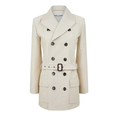 SAINT LAURENT Saharienne Jacket In Cotton And Wool - White
