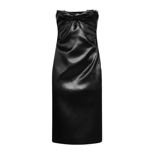 Saint Laurent , Saint Laurent Satin Bustier Dress ,Black female, Sizes: