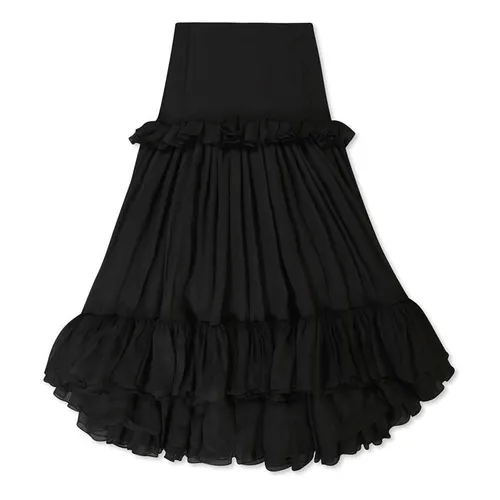 SAINT LAURENT Sheer Tiered Skirt - Black