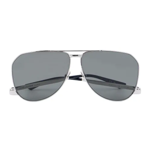 Saint Laurent , Silver Aviator Sunglasses with Lateral Logo ,Gray male, Sizes: ONE