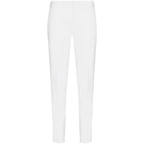 Saint Laurent , Slim-Fit Wool Blend Chinos with Pleats and Zipper Details ,White female, Sizes: