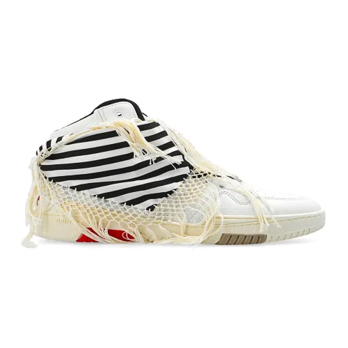 Saint Laurent , Smith Leather Sneakers with Perforated Detail ,White male, Sizes: