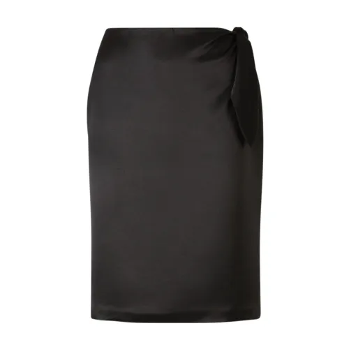 Saint Laurent , Straight Skirt with Waist Tie ,Black female, Sizes:
