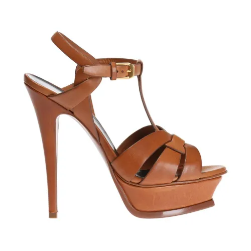 Saint Laurent , Tribute platform sandals ,Brown female, Sizes: