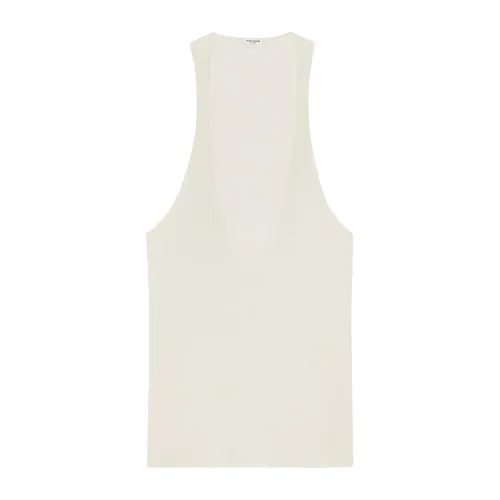 Saint Laurent , White Silk V-Neck Sleeveless Top ,White female, Sizes: