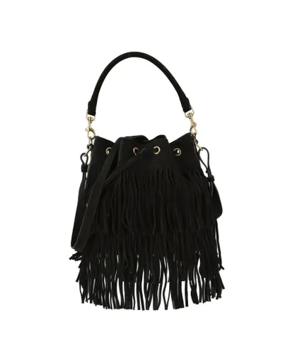 Saint Laurent Womens Emmanuelle Fringe Shoulder Bag - Black - One Size