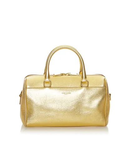 Saint Laurent Womens Vintage Metallic Classic Baby Duffle Bag Gold Calf Leather - One Size