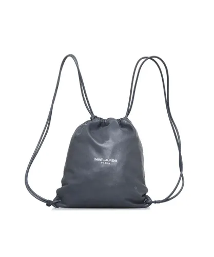 Saint Laurent Womens Vintage Teddy Drawstring Backpack Black Calf Leather - One Size