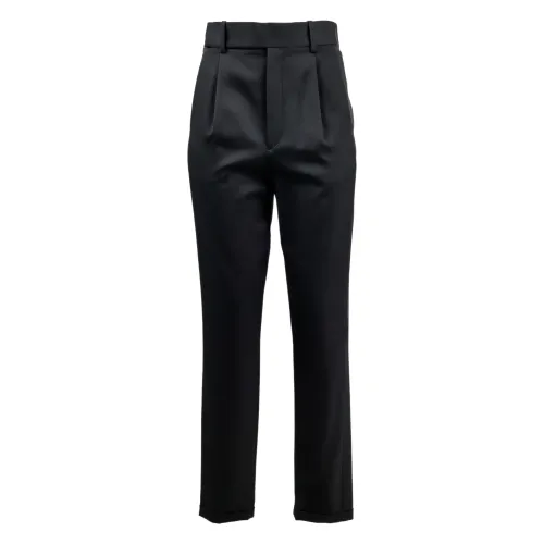 Saint Laurent , Wool Pants Art. 576644 - 1000 ,Black female, Sizes: