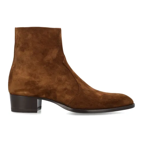 Saint Laurent , Wyatt 40 ZIP Ankle Boots ,Brown male, Sizes:
