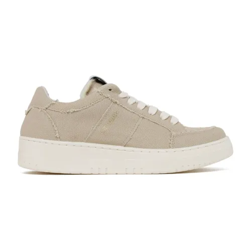 Saint Sneakers , Cream Denim Lace-Up Sneakers ,White female, Sizes: