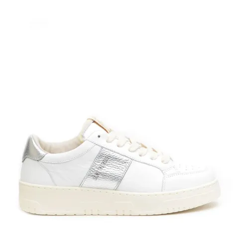Saint Sneakers , White and Silver Leather Tennis Sneakers ,White female, Sizes: